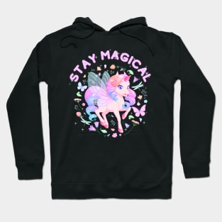 Stay Magical beautifu8l Unicorn With Flowers and stars Hoodie